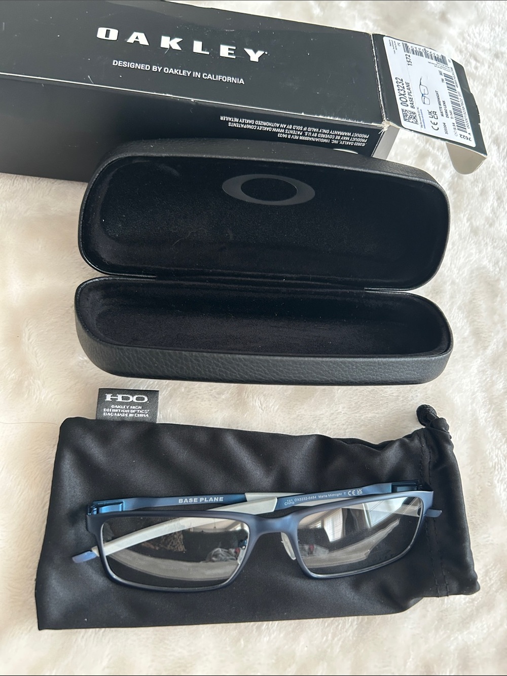 New Oakley Base Plane Men’s Blue and Silver Rectangle Eyeglass Frames